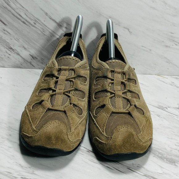 Lands’ End womens US 7.5B Suede hiking walking shoes Tan 393493 - Picture 2 of 7